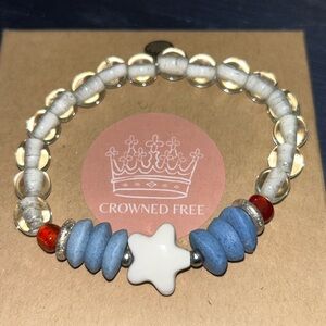 Crowned Free Beaded Bracelet with Star Charm